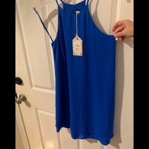 Pink Rose blue dress NWT XS